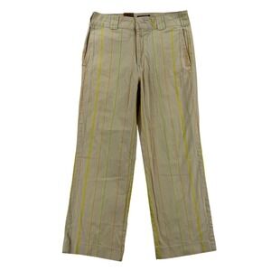 Dickies Cropped Work Pants Juniors‎ 5/27 Beige Stripe Twill Relaxed Casual NWT